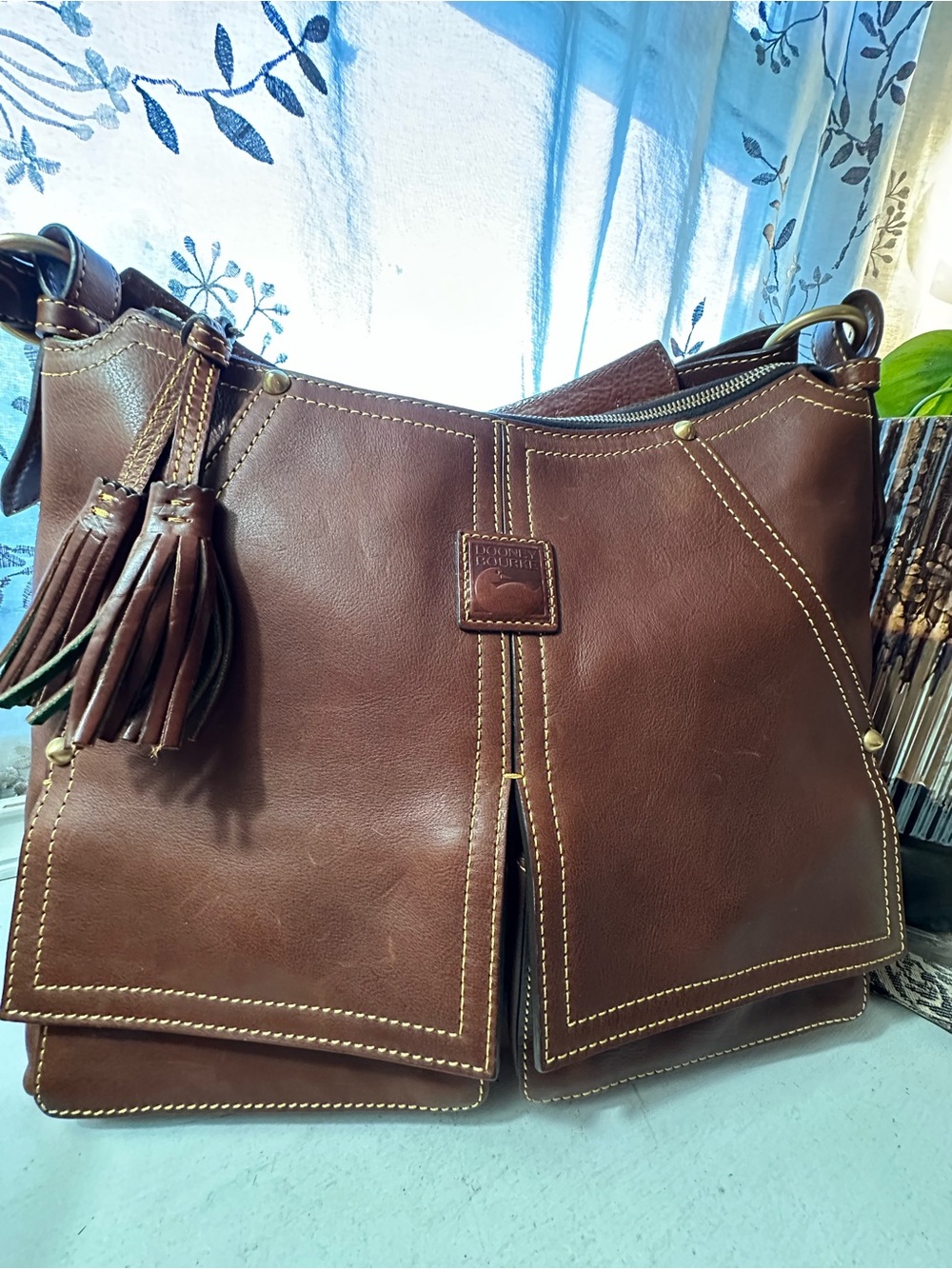 Dooney & Bourke Chocolate Brown Florentine Leather Kingston Hobo Bag